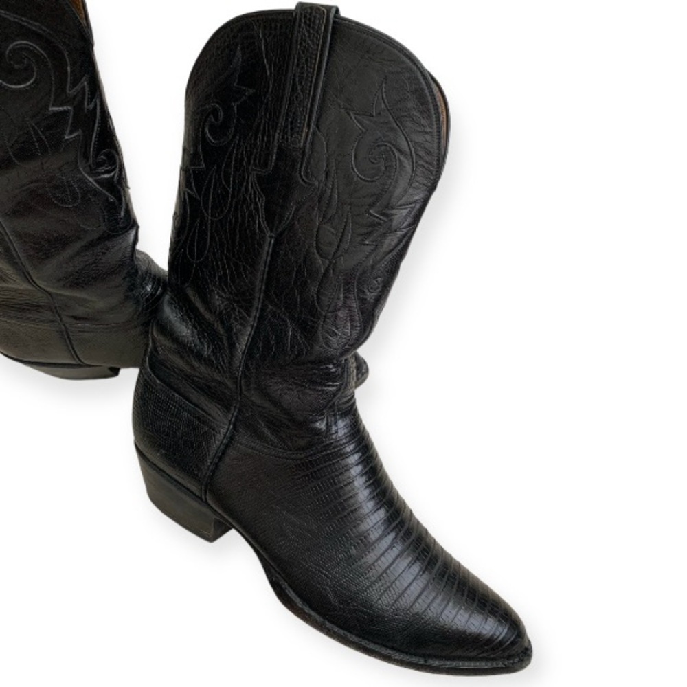 Lucchese Boots Genuine 1 piece Lizard bottoms & Goat Top Leather Black 10.5 EE